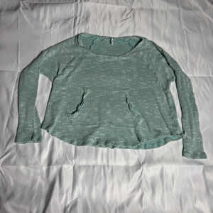 Women's Splendid Teal & White Crew Neck Sweater Small